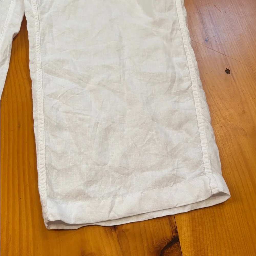 VILEBREQUIN 5X White Pacha Wide-Leg 100% Linen Drawstring Trousers